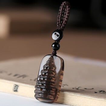 九窍上岸天然冰种黑曜石文昌塔吊坠水晶挂件学生中考高考礼物考试钥匙