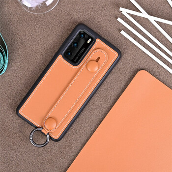 pro 手机壳手工真皮商务腕带华为p40手机保护套支架运动全包防摔 华为