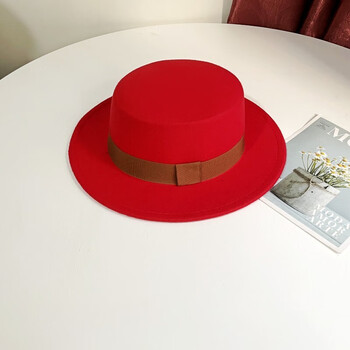 skgoldy春季平顶毛呢帽女英伦时尚名媛百搭短沿保暖礼帽舞台演出爵士