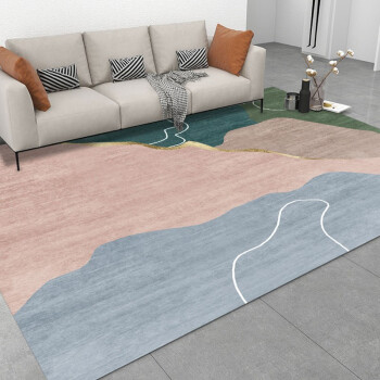 嘉瑞宝(JRB) INS风抽象地毯北欧现代简约卧室床边垫线条少女 客厅地毯100*160cm 莫兰迪