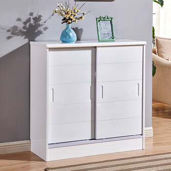 门厅柜移门推拉门烤漆客厅阳台省空间鞋柜简易经济型* 两门90cm白色