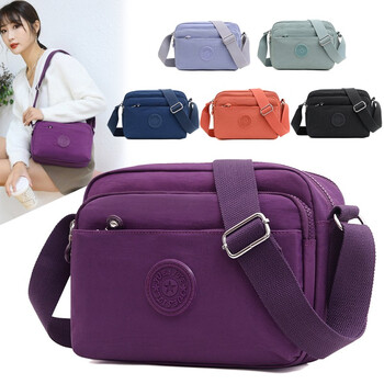 包新款韩版中老年女包超轻时尚女士妈妈牛津布单肩帆布包斜挎包包紫色