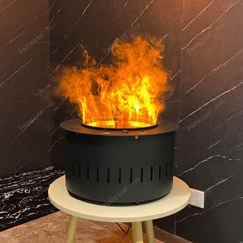 户外篝火/火盆造型设计 酒店庭院景观壁炉装饰火焰加湿器 圆形直径500