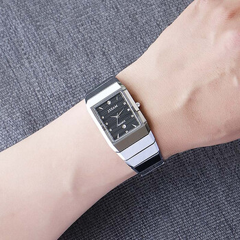 jzzam长方形手表男款钨钢商务石英腕表爵帅品牌时尚夜光超薄防水男士