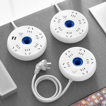 吉丁新国标圆形usb插座多功能插排多用五孔宿舍插线板3米插板家用电源