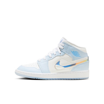 耐克nike官方男童aj1板鞋大童运动鞋冬新款闪粉中帮400紫蓝冰蓝山峰白