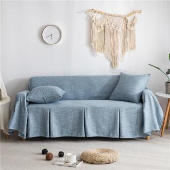 宏雅印象沙发套罩全包四季用现代简约布艺沙发单双三贵妃全盖巾迷雾蓝