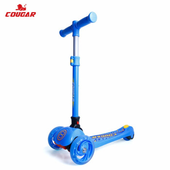 美洲狮（COUGAR）儿童滑板车加宽三轮全闪踏步车 蓝色