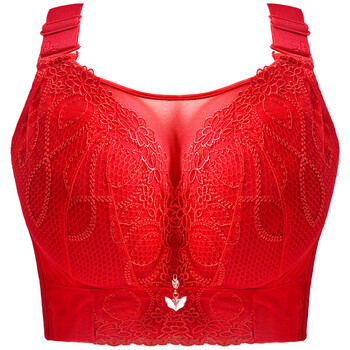 钢圈大码薄款女调整型全罩杯聚拢收副乳大胸显小上托文胸191款 大红色