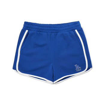 女运动短裤ny刺绣小标复古休闲裤22年夏裤子纯色超短热裤 蓝色 xs