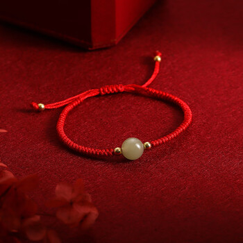 睿戈925本命年红绳和田玉手链女生感轻奢2022年新款编织手绳单颗和田
