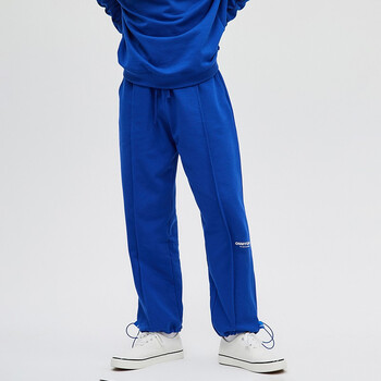 omg潮牌运动休闲针织卫裤男士纯棉高克重健身长裤束脚运动裤宽松蓝色