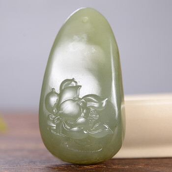 玉吉祥莲花吊坠挂件冰清玉洁玉石颈饰莲花男女同款挂坠玉饰32克证书