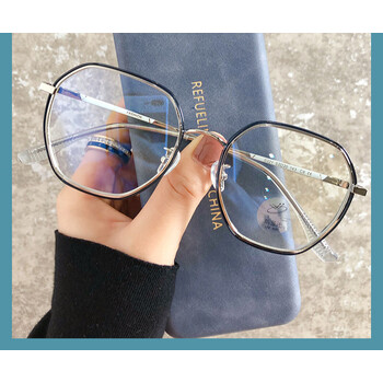 个性不规则tr90透明框蓝光平光镜女韩版素颜复古光学眼镜架c7透蓝框