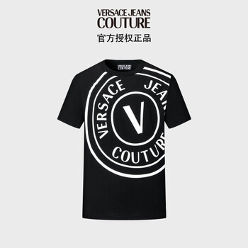 范思哲versacejeanscouture奢侈品男装22春夏男士v字徽章t恤72gaht19
