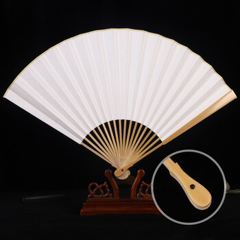 95寸玉竹/空白折扇手工书法diy苏工扇面中国古风文玩扇子题字 琵琶头