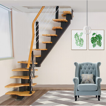 南枫景 迷你楼梯小户型旋转阁楼钢木楼梯定制楼梯复式整体楼梯实木 40