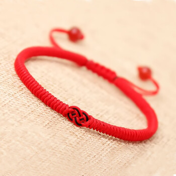 uosu本命年红绳手链情侣男女款中国结手工编织红玛瑙手绳圣诞节礼物