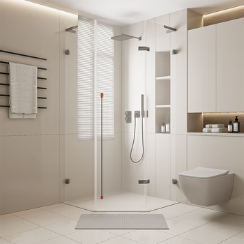 铂顿钻石型极简无框洗澡浴屏淋浴房卫浴隔断玻璃门干湿分离浴室卫生间
