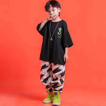 魅乐凯儿童街舞服嘻哈风男童架子鼓表演服装女童爵士舞演出服两件套