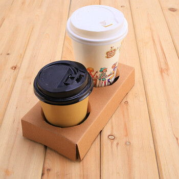 牛皮纸杯托一次性外卖奶茶托盘定制四格加厚咖啡饮料打包外带底座 100