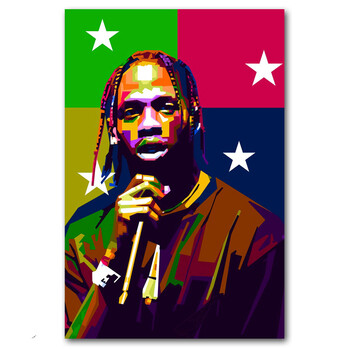 狼天影 嘻哈饶舌说唱歌手travis scott海报墙贴画 hiphop音乐酒吧自粘