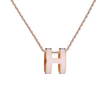 hermes爱马仕项链女pop项链经典h吊坠镀金项链 h147991f 85粉金色