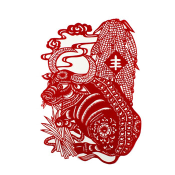 剪纸成品窗花传统纸质剪纸刻纸贴窗户家居十二生肖剪纸生肖牛约1928cm