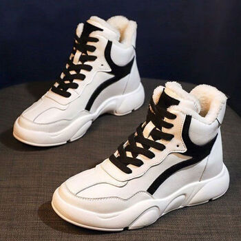 初中生二棉鞋女生波鞋高中生女孩老爹鞋冬款秋冬季高帮中学生冬天穿的