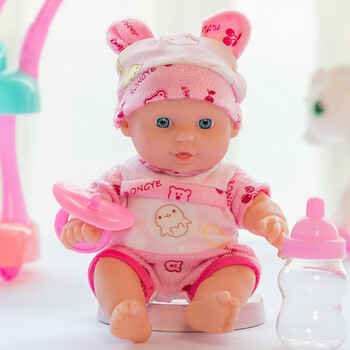 女孩全软胶育婴师模型月嫂培训会说话的假娃娃350e粉色无声版奶瓶奶嘴