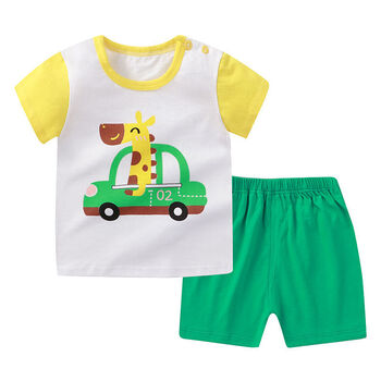 儿童短袖套装纯棉宝宝夏季衣服男童恤女童半袖07岁短裤婴儿夏装短套