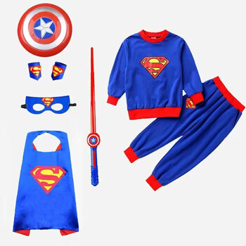 扮演秋季加绒cosplay演出服装 2151超人秋装套装 披风眼罩护腕盾牌剑