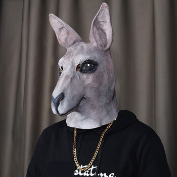 面具动物头套可爱动漫抖音搞怪鱼头表演道具绿头鱼头套 袋鼠【墨镜