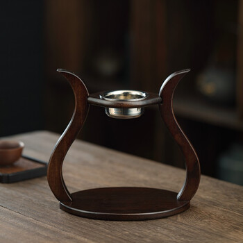 过滤网支架功夫茶具配件茶滤公道杯茶漏架子易泡架懒人滤茶网架胡桃色