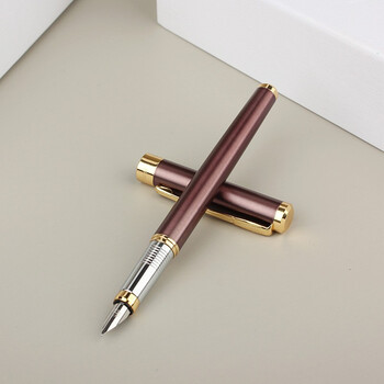 英雄(hero)钢笔商务办公铱金钢笔男女学生日常书写墨水笔h601 咖啡色