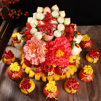 馒馒来 寿桃馒头生日老人蛋糕祝寿过寿点心胶东华饽饽大寿桃花馍寿包