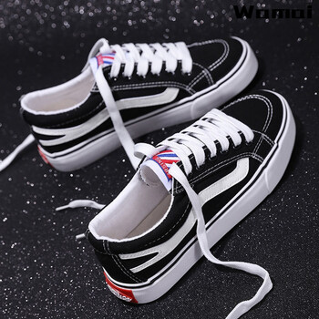 帆布鞋情侣男鞋韩版潮鞋秋季百搭休闲板鞋学生运动鞋布鞋 黑色(低)