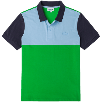 lacoste法国鳄鱼男装春夏时尚休闲拼接翻领短袖polo衫ph768016f淡蓝
