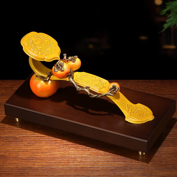 吉善缘《万事如意》全铜如意摆件 创意结婚礼物柿子事事如意家居客厅