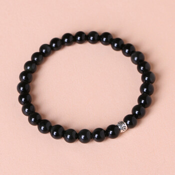 黑曜石手链女夏手串简约细珠子小众高级设计感首饰 细6mm黑玛瑙款:手