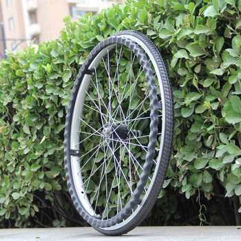 24寸实心胎大轮免充气轮胎轮椅后轮整体轮子黑色