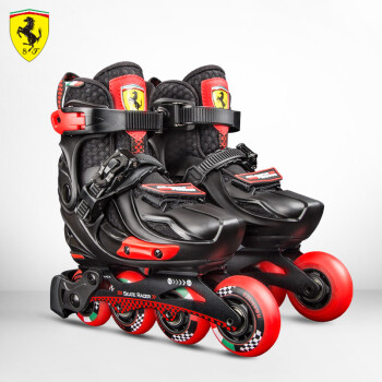 法拉利Ferrari平花轮滑鞋儿童溜冰鞋专业男女旱冰鞋高端培训滑轮鞋 FS26 黑色 S(适合29-32码)