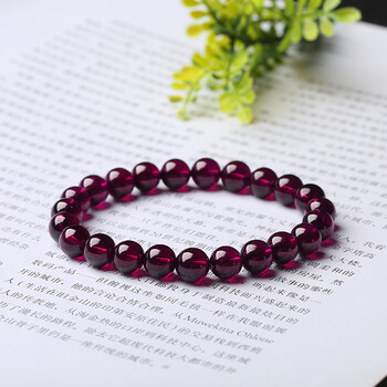 语森忆7a收藏级巴西紫牙乌石榴石手链 女人石手串单圈玫紫色水刻字 6a