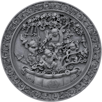 仿古砖雕圆形水泥福字中式影壁照浮雕园林围墙四合院徽派建筑挂件 深