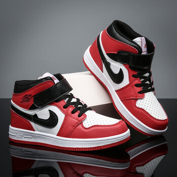 aj童鞋秋季男童儿童训练高帮篮球鞋中大童皮面运动鞋小学生球鞋刺客