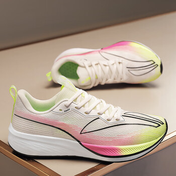 赤兔6pro跑步鞋樱花粉男女学生儿童体育生中考马拉松竞速超轻跑鞋 白