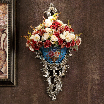 创意酒吧壁饰挂花客厅墙上装饰背景墙玄关欧式壁挂餐厅墙壁挂件兰色