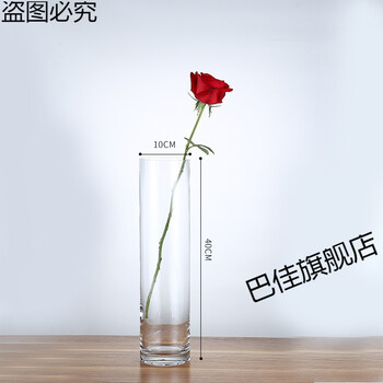 百合花瓶水晶玻璃花瓶百合花花瓶插百合花的花瓶高特大号插花富贵竹圆柱直筒花瓶直径15 30c大口径透明直径10高40cm 图片价格品牌报价 京东