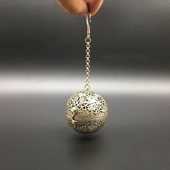 仿古铜香薰球镂空迷你家用熏香球葡萄花鸟香囊球挂件茶道禅意摆件贝柚