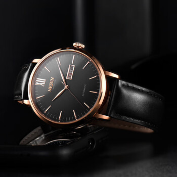 尼尚nesun进口机芯新款男士手表简约气质超薄防水星期双日历瑞士皮带